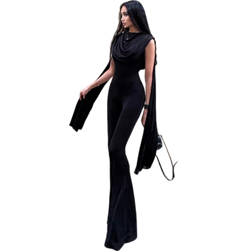 Damen Eleganter Jumpsuit mit Drapierung und weiter Beinführung Echo Archiv