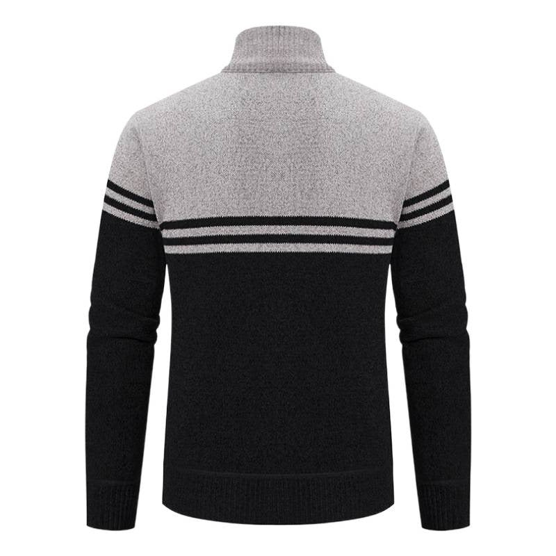 Herren sportliche und modische Strickjacke mit Reißverschluss und kontrastierenden Streifen Echoarchiv