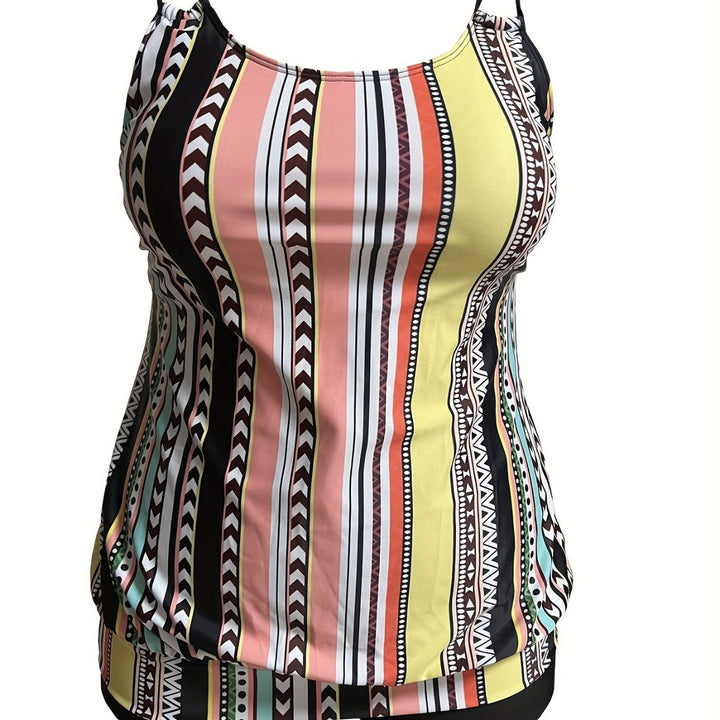 Damen Tankini-Set mit verspieltem Mustermix und praktischen Shorts Echo Archiv