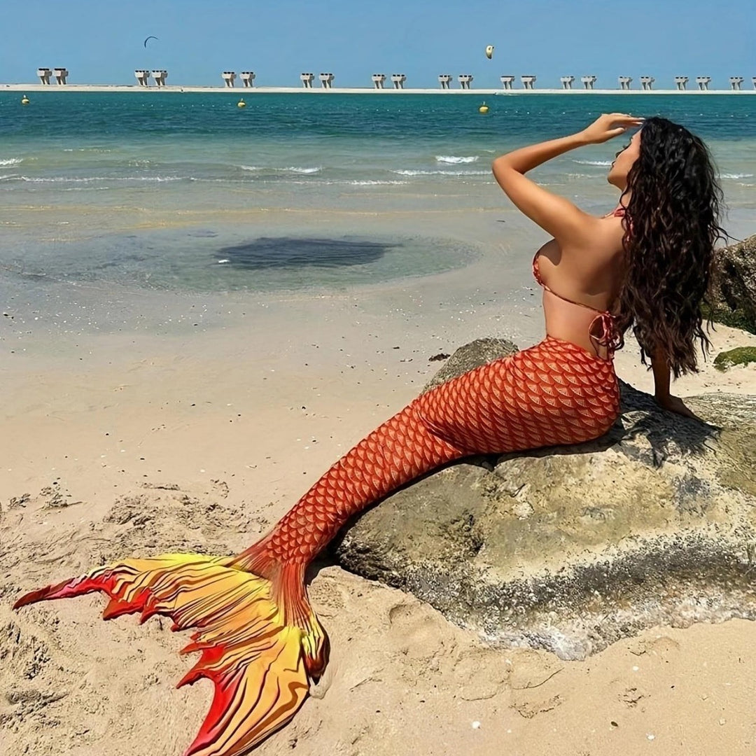 Damen Meerjungfrauen-Bikini mit schimmerndem Schwanzfisch-Muster Echo Archiv
