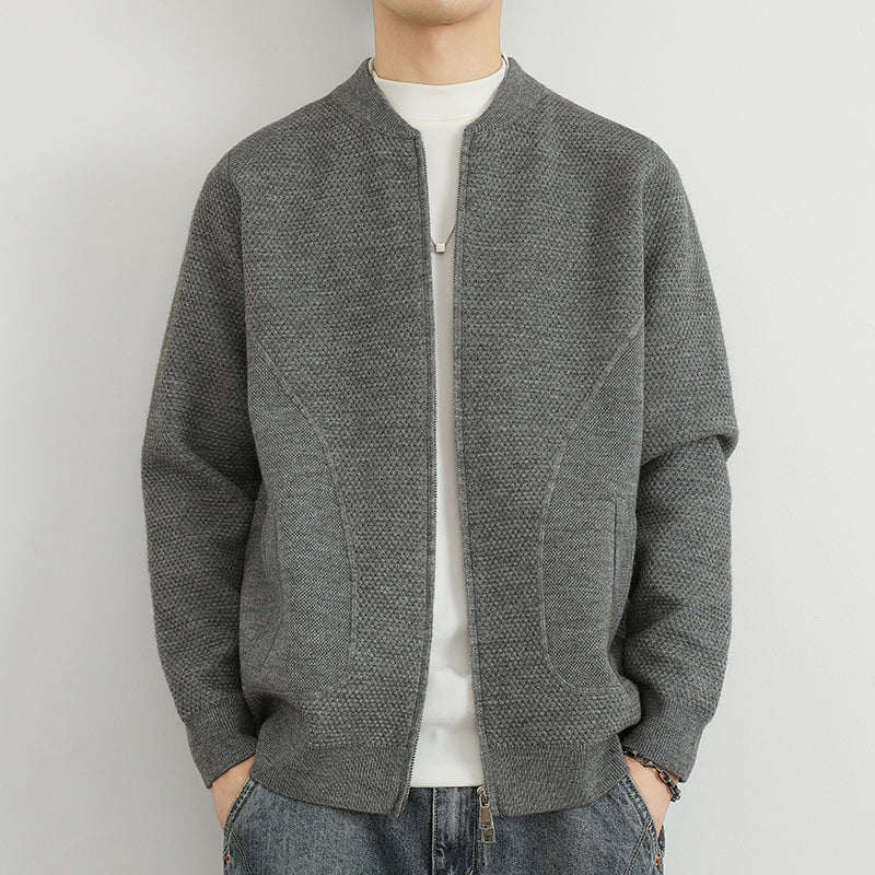 Herren Jacquard Sweatjacke mit Reißverschluss und praktischen Taschen Echoarchiv