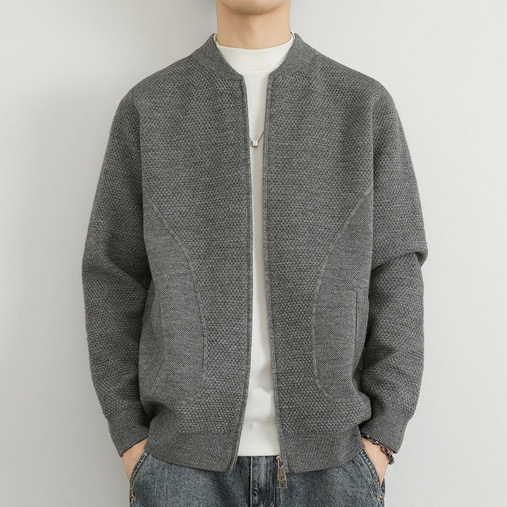 Herren Jacquard Sweatjacke mit Reißverschluss und praktischen Taschen Echoarchiv