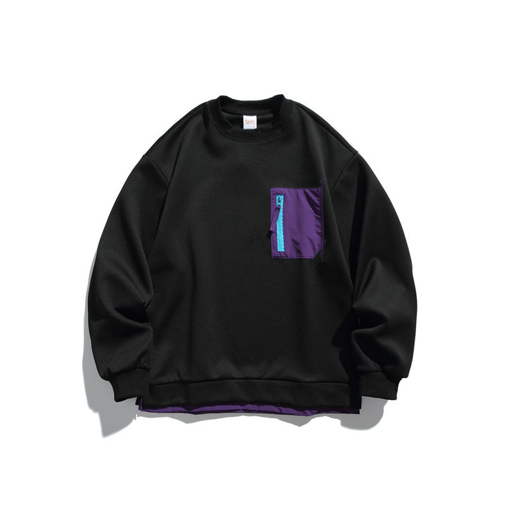 Unisex Oversize-Sweatshirt mit kontrastierter Reißverschluss-Brusttasche und doppellagigem Saum Echoarchiv