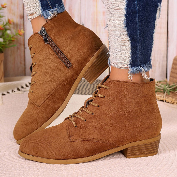 Damen nan spitze Schnür-Ankleboots mit seitlichem Reißverschluss und niedrigem Blockabsatz Echo Archiv