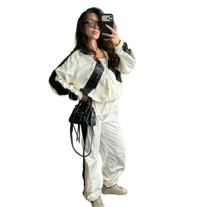 Damen Sportives Nylon-Set mit Boxy-Zipjacke und High‑Waist Jogger Echoarchiv