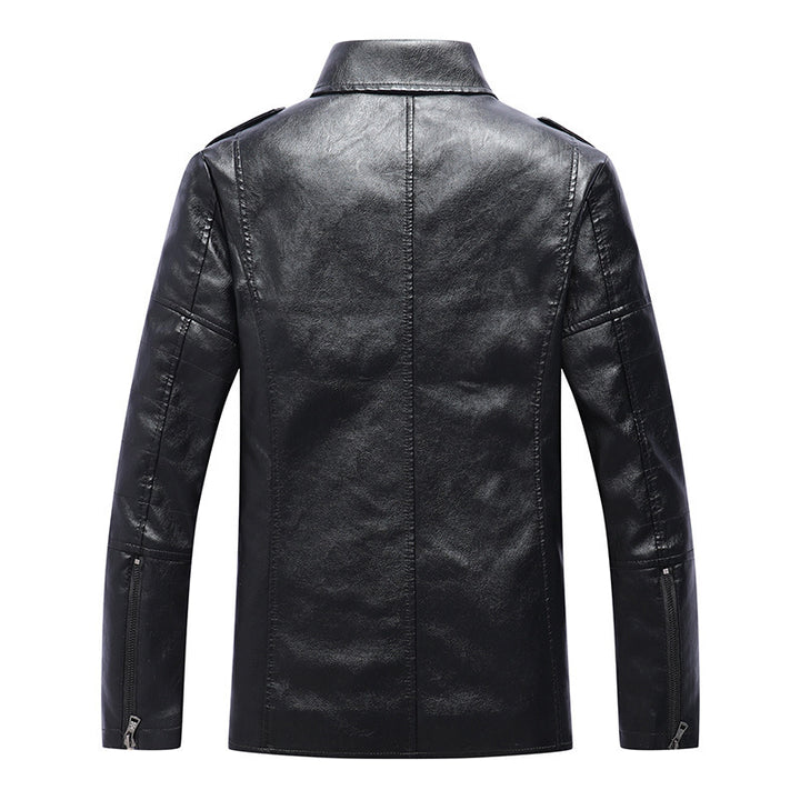 Herren Slim Fit Kunstleder-Motoblouson im Biker-Look mit gesteppten Armpaneelen und Reverskragen Echoarchiv