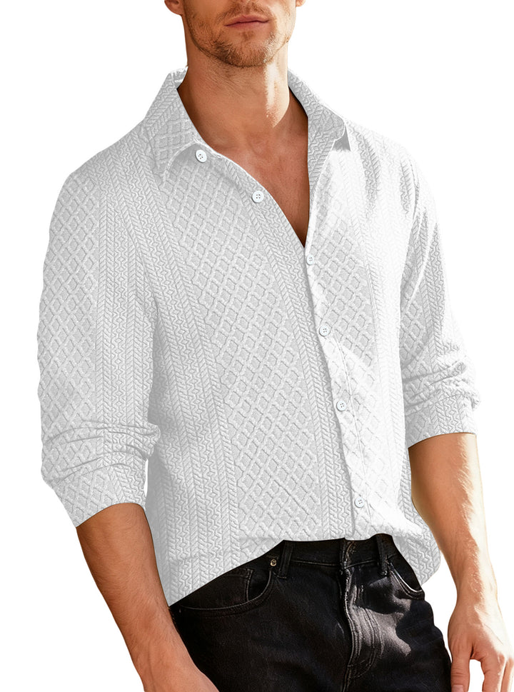 Herren strukturiertes Langarmhemd mit modernem Design Echoarchiv