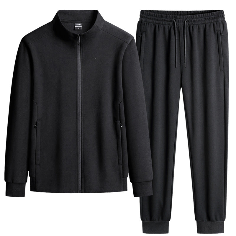 Herren Modernes Freizeit-Trainingsset aus Thermofleece mit Stehkragen‑Zipjacke & konischer Jogginghose Echoarchiv