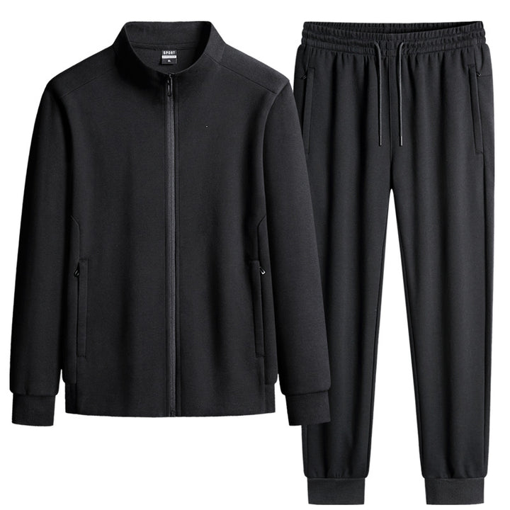 Herren Modernes Freizeit-Trainingsset aus Thermofleece mit Stehkragen‑Zipjacke & konischer Jogginghose Echoarchiv