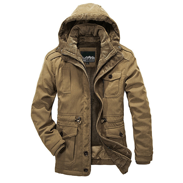 Herren Thermo-Canvas-Parka mit Sherpa-Innenfutter, abnehmbarer Kapuze und Multifunktions-Taschen Echo Archiv