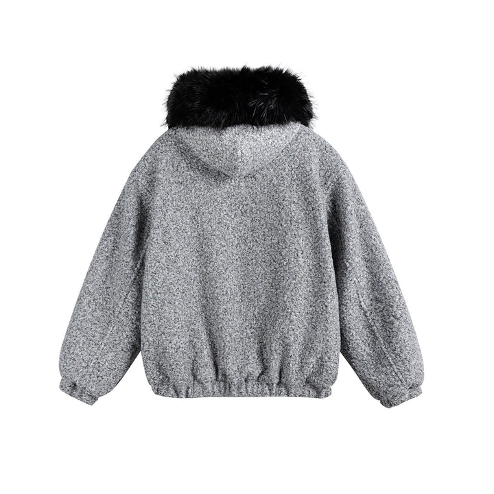 Damen Bouclé-Blousonjacke mit voluminösem Faux-Fur-Kragen und Thermofutter Echoarchiv
