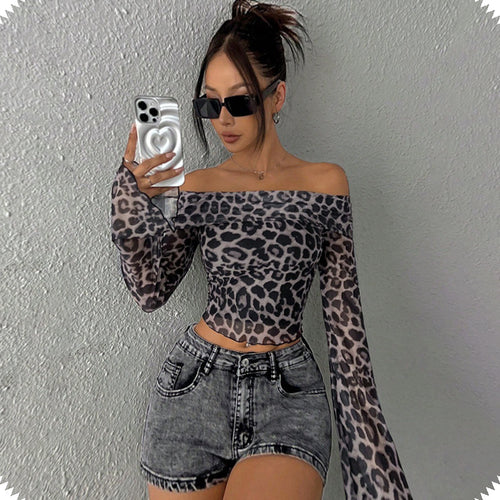 Damen Off-Shoulder Langarm-Bluse Echo Archiv