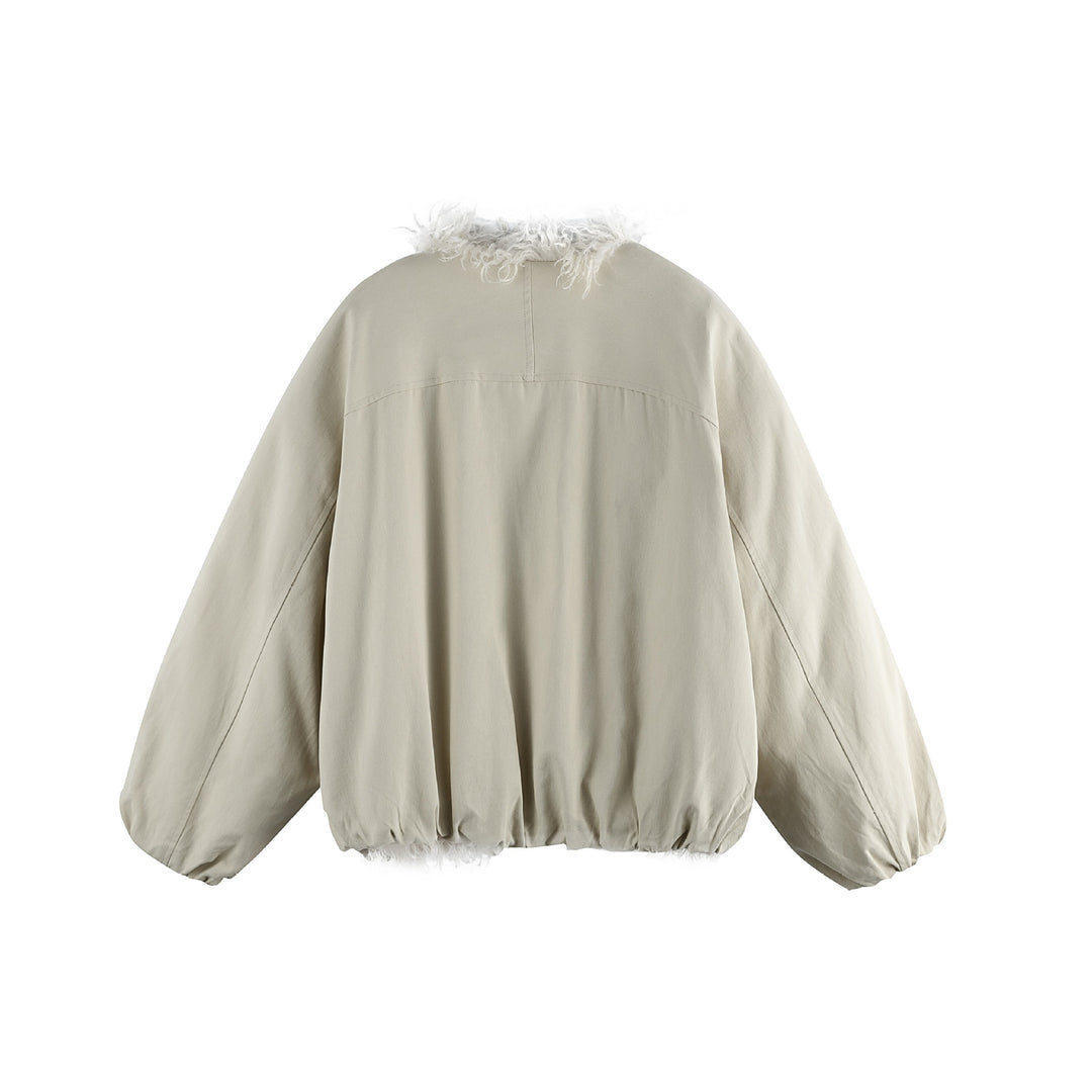 Damen Kurzblouson im Oversize‑Cut mit voluminösem Teddyfutter und elastischem Saum Echoarchiv