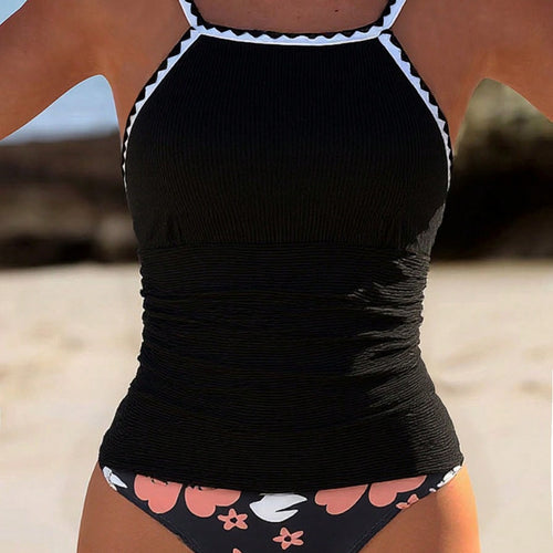 Damen Tankini mit modernem Rüschensaum und floralem Design Echo Archiv