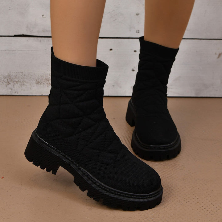 Damen Modische Stiefel mit strukturiertem Obermaterial und rutschfester Profilsohle Echoarchiv