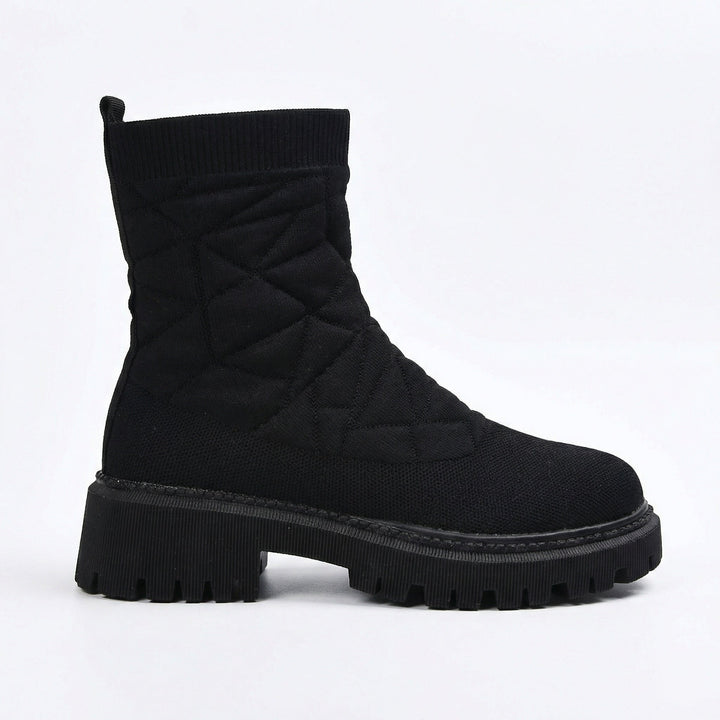 Damen Modische Stiefel mit strukturiertem Obermaterial und rutschfester Profilsohle Echoarchiv