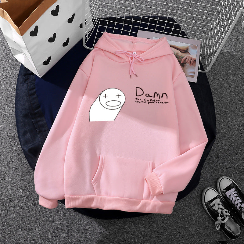 Damen Kapuzenpullover mit minimalistischer Grafik, lockerer Oversize-Passform und Kängurutasche – Auréline