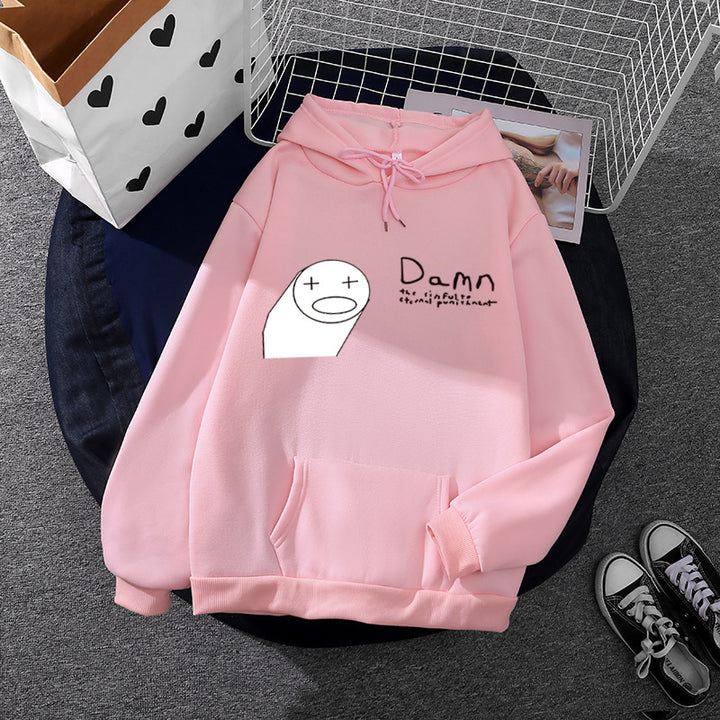 Damen Kapuzenpullover mit minimalistischer Grafik, lockerer Oversize-Passform und Kängurutasche – Auréline