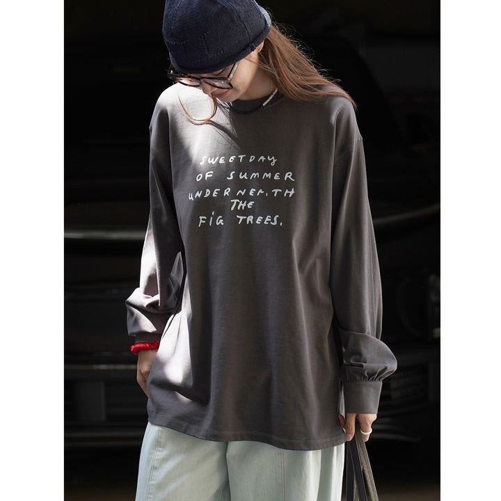 Damen Lockeres Oversized-Sweatshirt aus Baumwolljersey mit Rundhalsausschnitt und Statement-Print Echoarchiv
