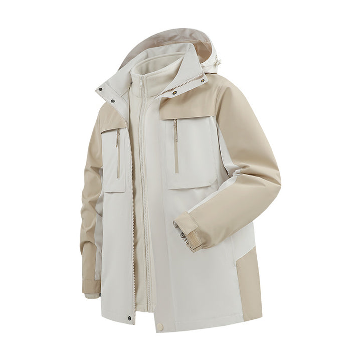 Herren Zweiteiliger Softshell-Parka mit herausnehmbarer Fleece-Innenjacke und Kapuze Echoarchiv