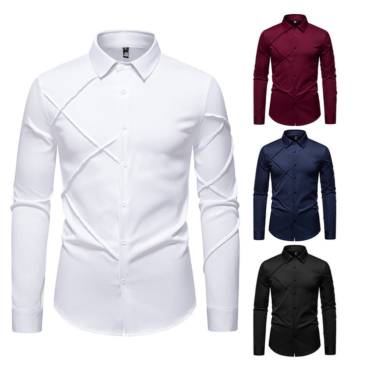 Herren Langarmhemd mit asymmetrischem Design Echoarchiv