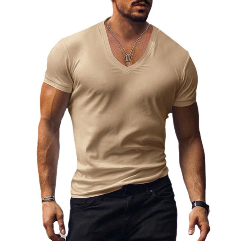 Herren lässiges V-Ausschnitt T-Shirt Echoarchiv