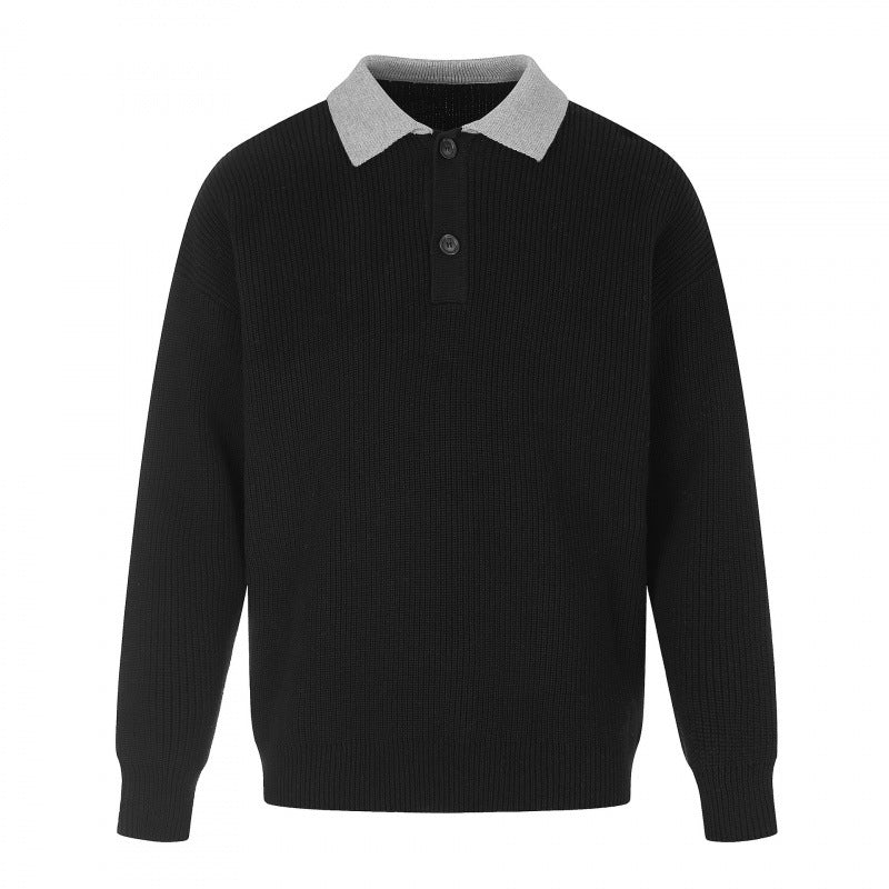 Herren Feinstrick-Polo mit Henley‑Knopfleiste und kontrastierendem Polokragen Echo Archiv