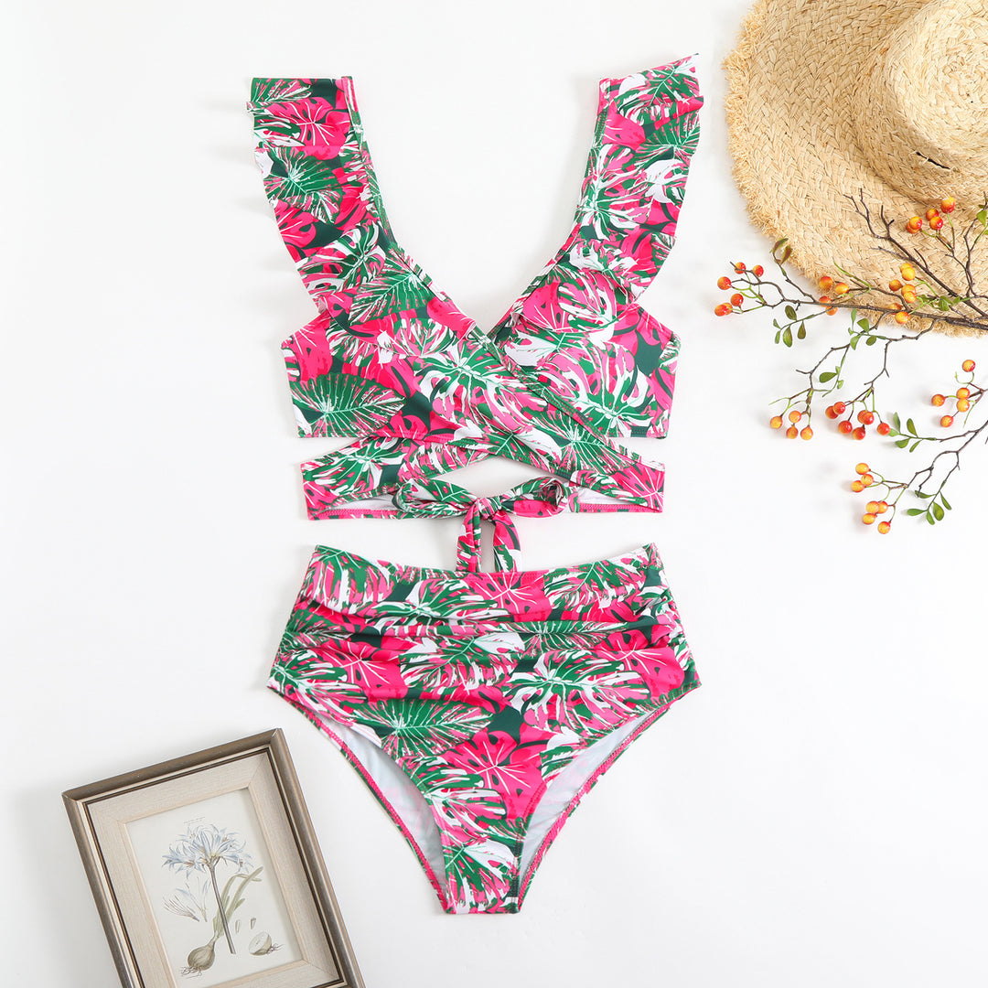 Damen Stilvolles Wickel-Bikini-Set mit Rüschendetails Echo Archiv