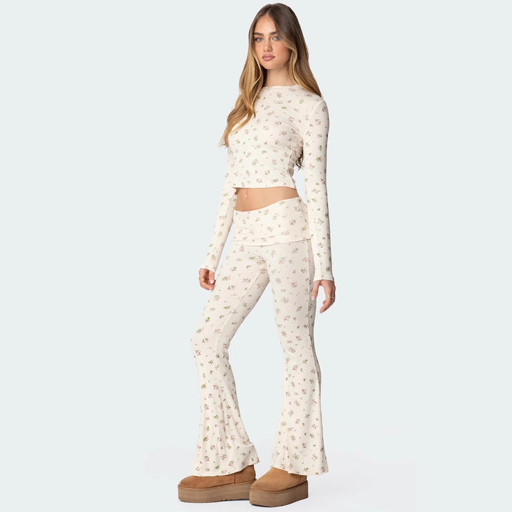 Damen Lounge-Set aus weichem Jersey-Stoff mit floralem Muster Echo Archiv