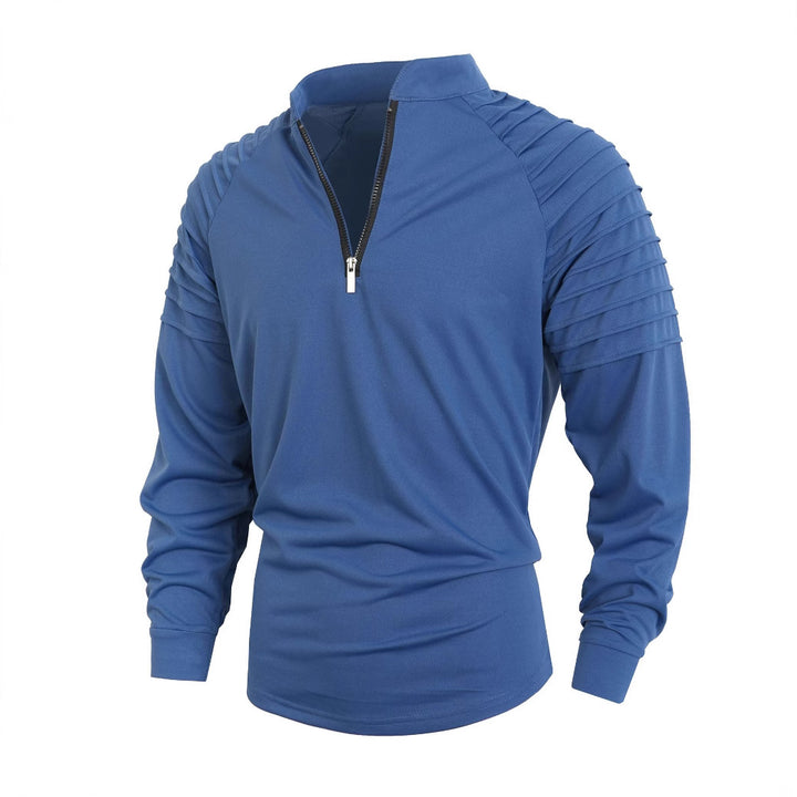 Herren Langarmshirt mit modernem Stehkragen und Reißverschluss Echoarchiv