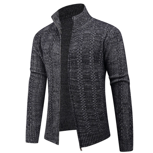 Herren Freizeit Strickjacke mit hohem Kragen und modernem Zipper Echoarchiv