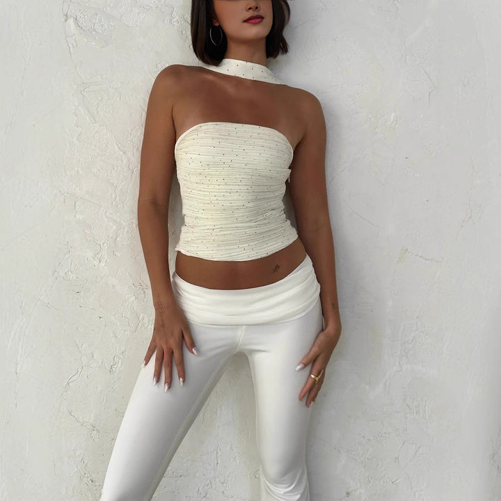 Damen Bandeau-Top mit schmalem Halstuch und glamourösen Akzenten Echo Archiv