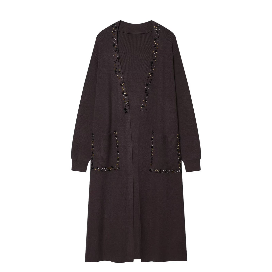 Damen langer Strickcardigan mit Perlenverzierung Echoarchiv