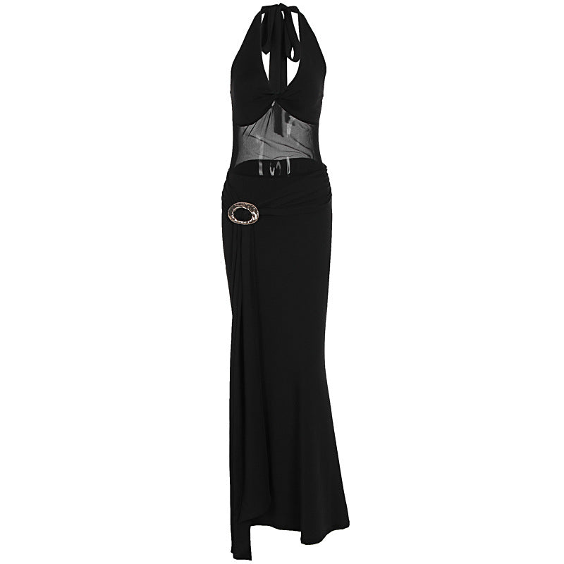 Damen Maxikleid mit raffiniertem Wickeldesign und elegantem Halterhals Echo Archiv
