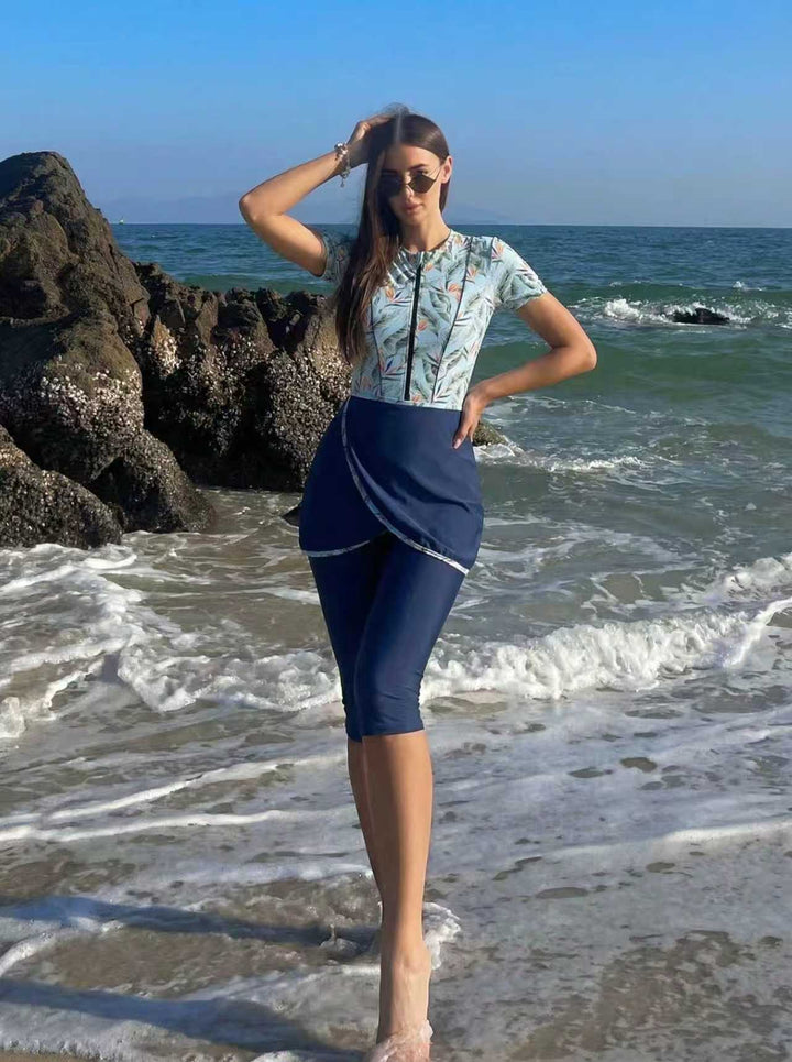 Damen Modischer UV-Schutz-Schwimmanzug mit asymmetrischem Schnitt Echo Archiv