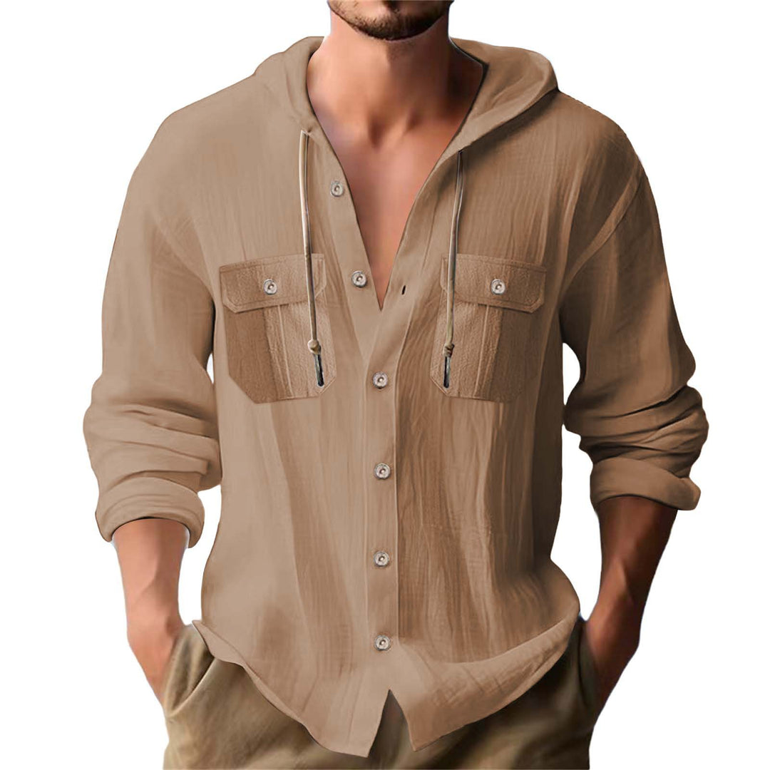 Herren lässiges Kapuzenshirt mit Brusttaschen und innovativem Stoff Echoarchiv