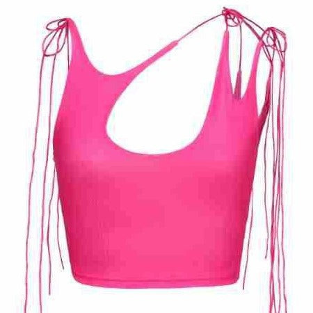Damen Crop-Top mit einseitigem Cut-Out und trendigen Bändern Echo Archiv