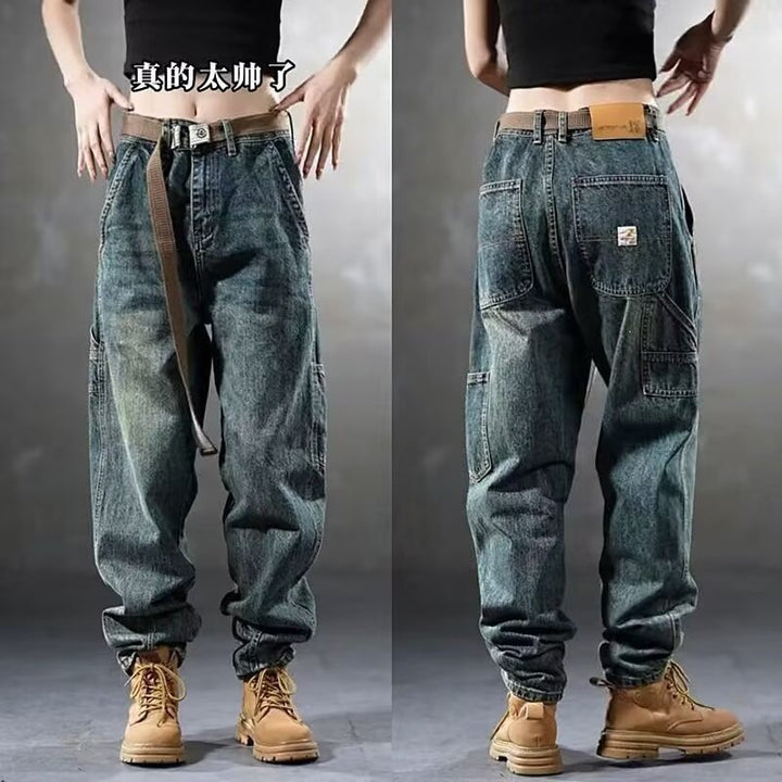 Damen Weite Denim-Hose mit hohen Taschen Echo Archiv