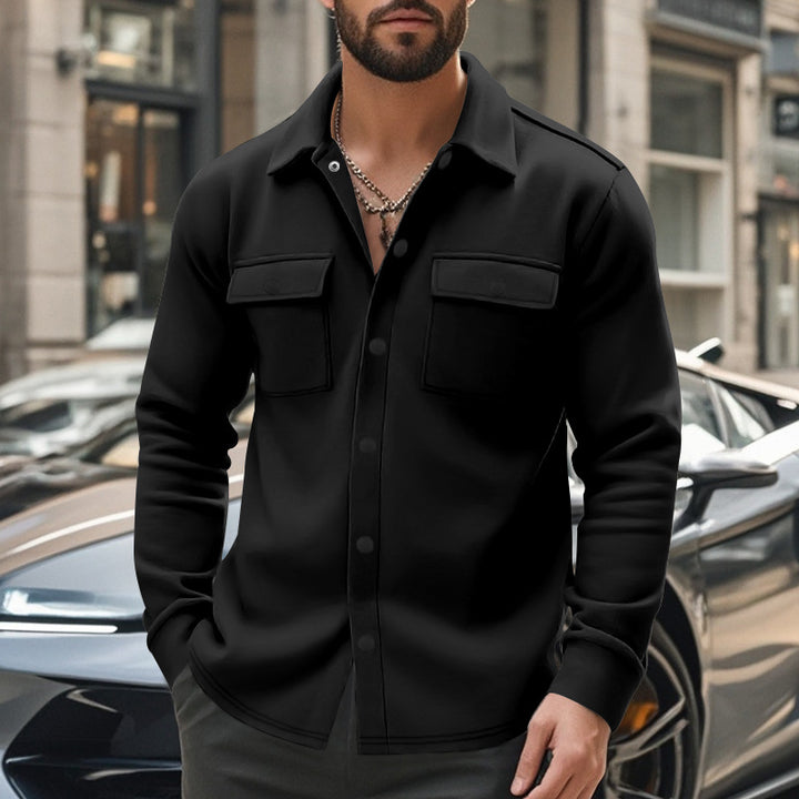 Herren lässige Flanelljacke mit praktischen Brusttaschen und durchgehendem Knopfverschluss Echoarchiv