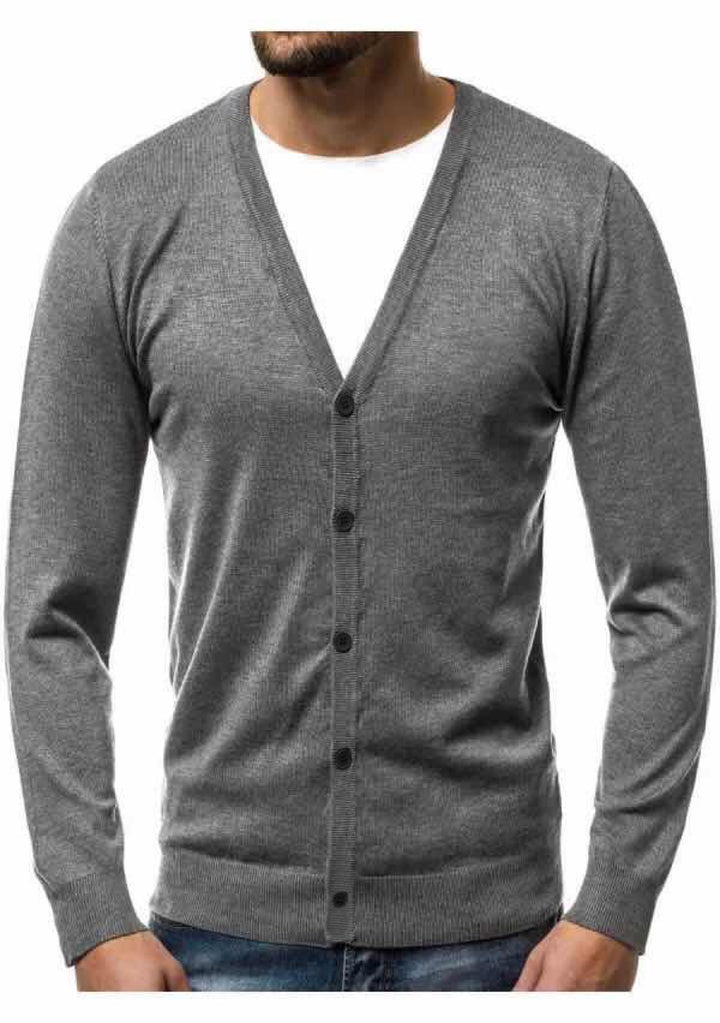 Herren nan Feinstrick-Cardigan mit V-Ausschnitt, schmaler Passform und durchgehender Knopfleiste Echo Archiv