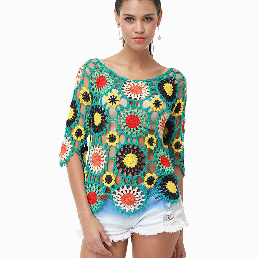 Damen Häkeloberteil mit buntem Floral-Design Echo Archiv