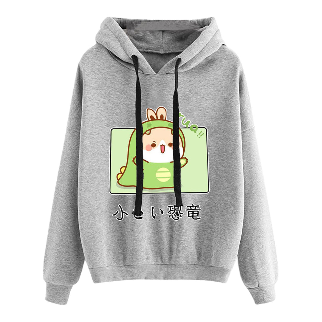 Damen kurz geschnittener Cropped-Kapuzenpullover mit niedlicher Frosch-Illustration und verstellbarer Kapuze – Auréline