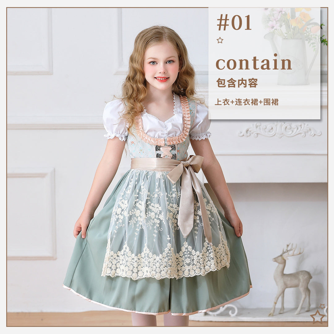 Damen nan elegantes Mädchen Trachtenkleid mit Rüschenkorsett und Spitzenstickerie Echo Archiv