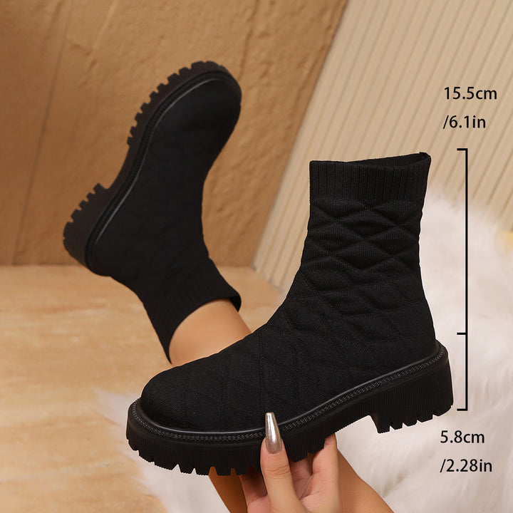 Damen Modische und bequeme gestrickte Stiefel Echo Archiv