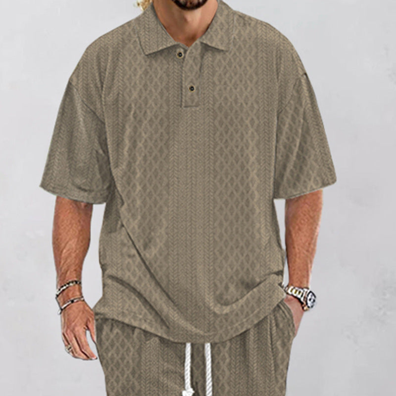 Herren modisches Polohemd mit strukturiertem Design und kurzen Ärmeln Echoarchiv