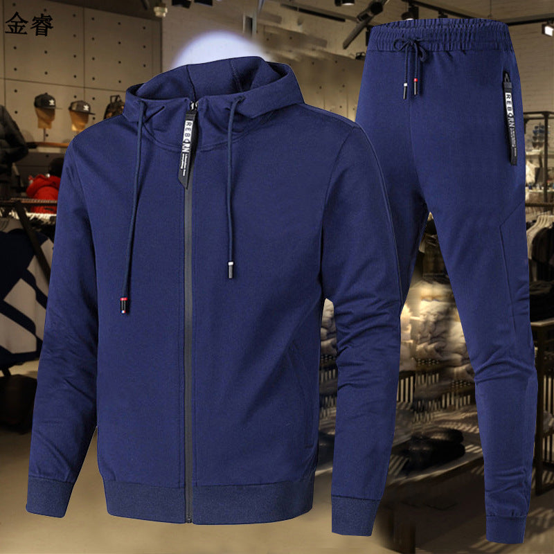 Herren zweiteiliges Trainingsset mit durchgehendem Reißverschluss Hoodie, Kordelzug und schmal zulaufender Jogginghose – Marzano
