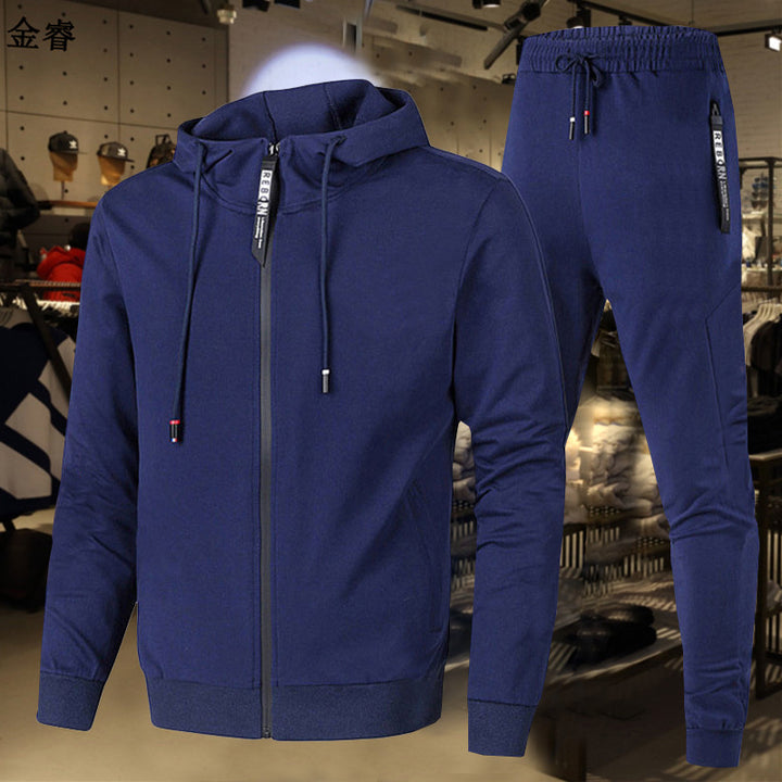 Herren zweiteiliges Trainingsset mit durchgehendem Reißverschluss Hoodie, Kordelzug und schmal zulaufender Jogginghose – Marzano
