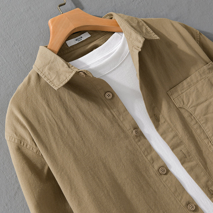 Herren Casual-Hemdjacke aus leichtem Baumwoll-Twill mit aufgesetzter Brusttasche und entspannter Passform Echoarchiv