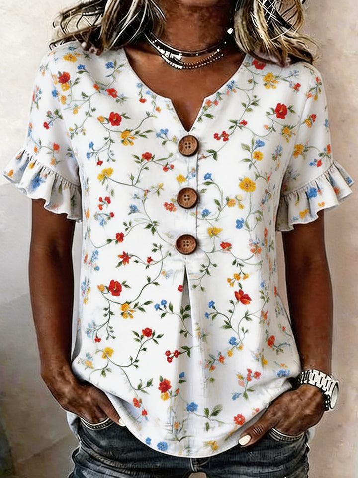 Damen Bluse mit Rüschendetails und Knopfverschluss Echo Archiv