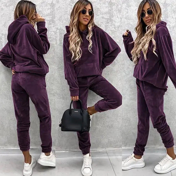 Damen kuscheliges Fleece-Set mit oversized Hoodie und bequemen Jogginghosen Echoarchiv
